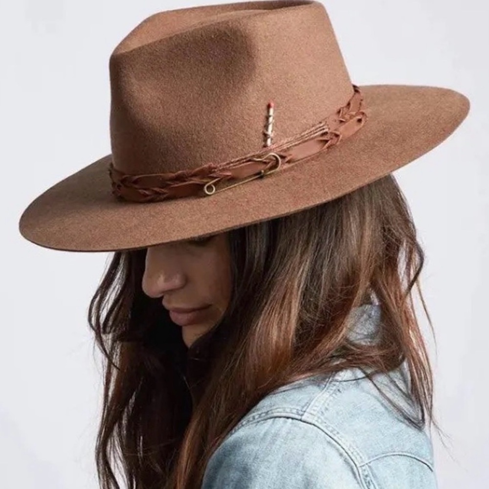American Hat Makers Aspen Brown Wide Brim Felt Fedora Hat